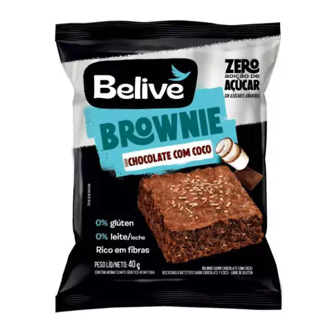 BROWNIE CHOCOLATE COM COCO ZERO AÇÚCAR 40G - BELIVE