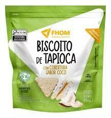BISCOITO DE TAPIOCA COM COBERTURA SABOR COCO 60G - FHOM ALIMENTOS SAUDAVEIS