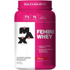 FEMINI WHEY MORANGO 900G - MAX TITANIUM