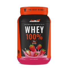 WHEY 100% SABOR MORANGO 900G - NEW MILLEN