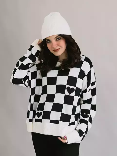Blusa Riot Tricot Checker Off White - comprar online