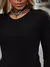 Baby Look Manga Longa Needlework Preta - loja online
