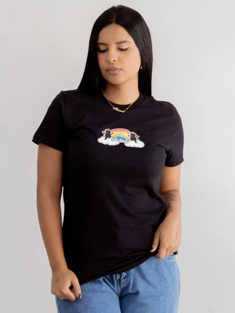 Camiseta Feminina Grizzly Over The Rainbow Preta