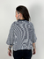 Cropped Baw Boxy Navy Stripes Pocket Azul Marinho