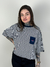 Cropped Baw Boxy Navy Stripes Pocket Azul Marinho