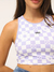 Top Vans Longline Racerback Print Bralette Floral Checkerboard Sweet Lavender Roxo