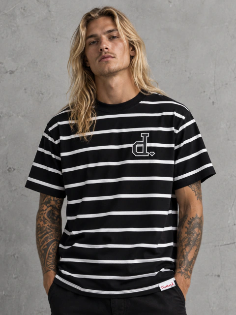 Camiseta Diamond Un Polo Striped Preta
