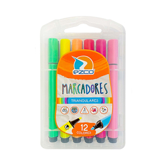 Marcadores Ezco triangulares valija x12
