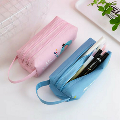 Cartuchera tela doble cierre Celeste - comprar online