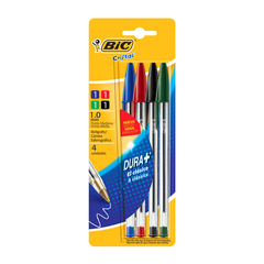 Pack x4 bolígrafos Bic dura+ cristal