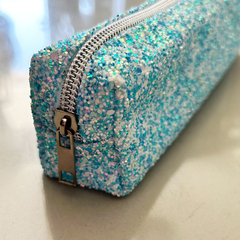 Cartuchera glitter Celeste - tienda online