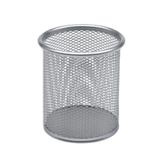 Porta lápices cilíndrico de metal plata