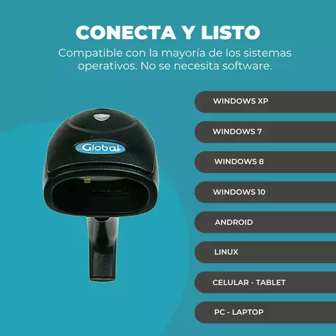 Pistola lectora de códigos de barras 2D Lineales y QR - USB - comprar online