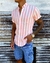 camisa lino rayita pink m/c - comprar online