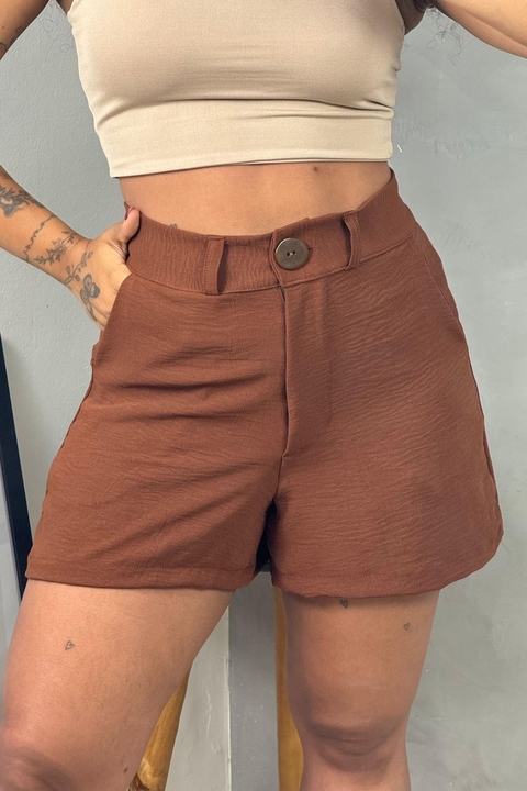 Short Olívia marrom (crepe)