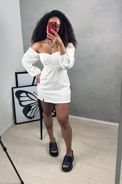 Vestido Mari manga longa branco - comprar online