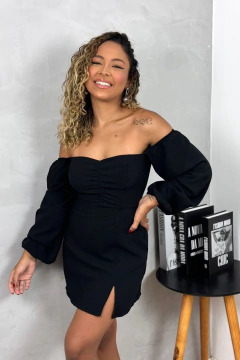 Vestido Mari manga longa preto