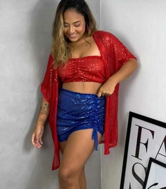 Saia drapeada shine na internet