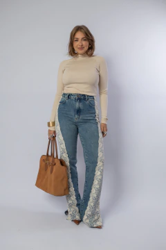 CALÇA JEANS RETA RENDA - loja online