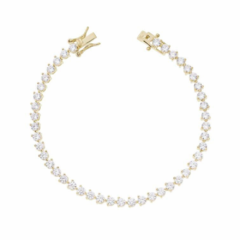 Pulseira riviera cravação três garras - 2mm - Gold