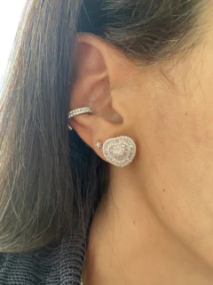 Brinco coração baguetes e zirconias - comprar online