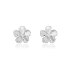 Brinco flor polida Silver