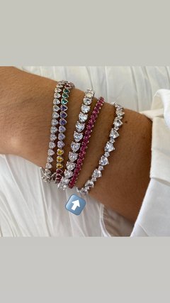 Pulseira riviera corações zircônias na internet