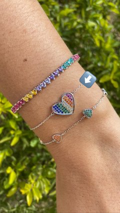 Pulseira coração rainbow G