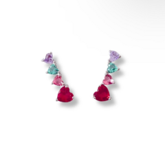 Earcuff corações rainbow