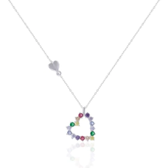 Colar coração vazado rainbow