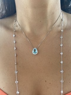Colar gota princesa água marinha - loja online