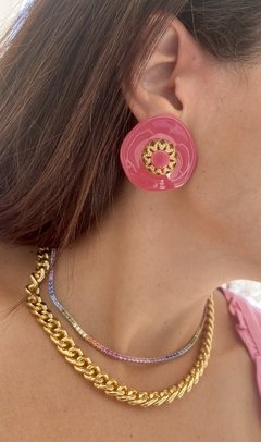 Brinco botton rosa Gio Bernardes - comprar online