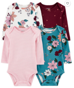 Kit de body's manga longa Carter's - Flores