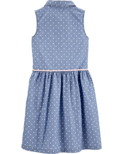 Vestido Carter's - Jeans com bolinhas e cinto - comprar online