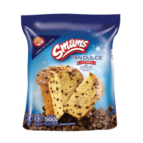 Pan Dulce con Chips de Chocolate Sin Tacc x 500 Gr - Smams