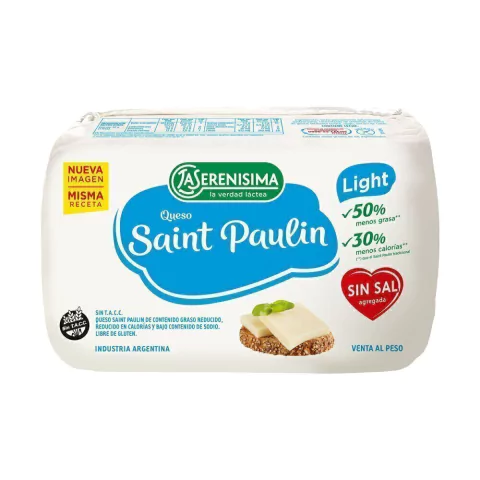 Queso Saint Paulin Light fraccionado La Serenísima x 500 Gr (aprox)