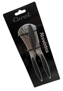 Abridor de latas CAROL Premium, acero inoxidable, con mango ergonómico, bazar Once CABA.

