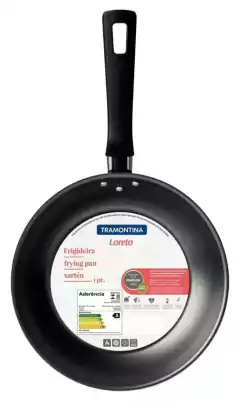 Sartén Tramontina Loreto de 20cm con antiadherente de teflón. Tamaño mediano, ideal para cocinar para una o dos personas, huevos, carnes y salteados. Fácil de limpiar y mango seguro.