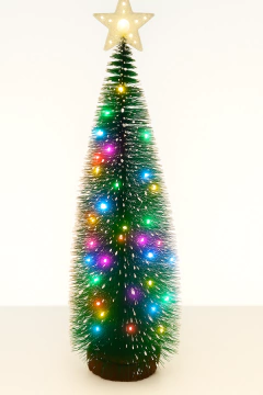 Arbolito navideño luminoso (24cm) a pilas, decoración barata de mesa.

