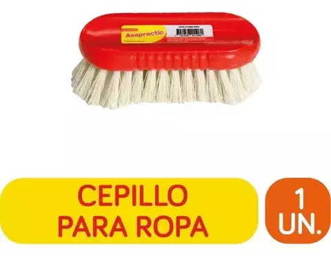 Cepillo para ropa Asapractic de 12 cm, con mango rojo y cerdas blancas.