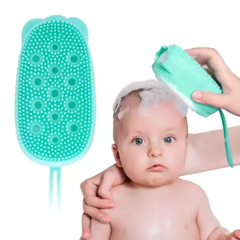 Esponja de silicona para baño, diseñada para lavar el cabello de los bebés con suavidad.