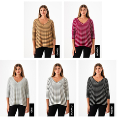 Remera V rayada - comprar online