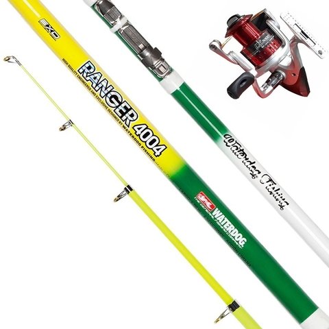 KIT EQUIPO PESCA PEJERREY. REEL + CAÑA 4 METROS TELESCÓPICA - comprar online