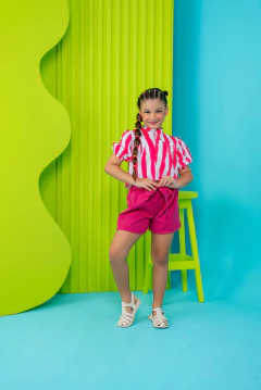 Combinandinho Listras (Rosa) - Marias - MODA PARA MENINAS