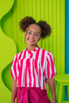 Combinandinho Listras (Rosa) - Marias - MODA PARA MENINAS