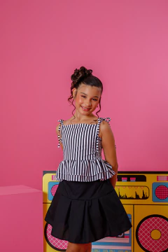 Combinadinho Peplum Lastex Anna (Listras Preto) na internet