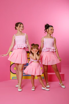 Combinadinho Peplum Lastex Anna (Listras Rosa) - comprar online