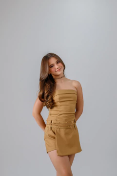 Conjunto Agata Caramelo (Short Saia)