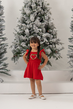 Macaquinho Maitê (Vermelho) Bordado - Marias - MODA PARA MENINAS