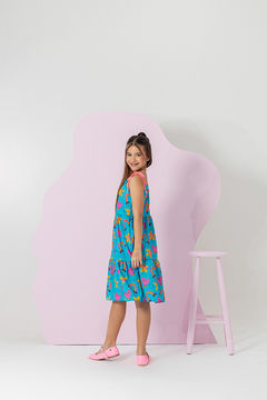Vestido Cordão - Azul - Marias - MODA PARA MENINAS